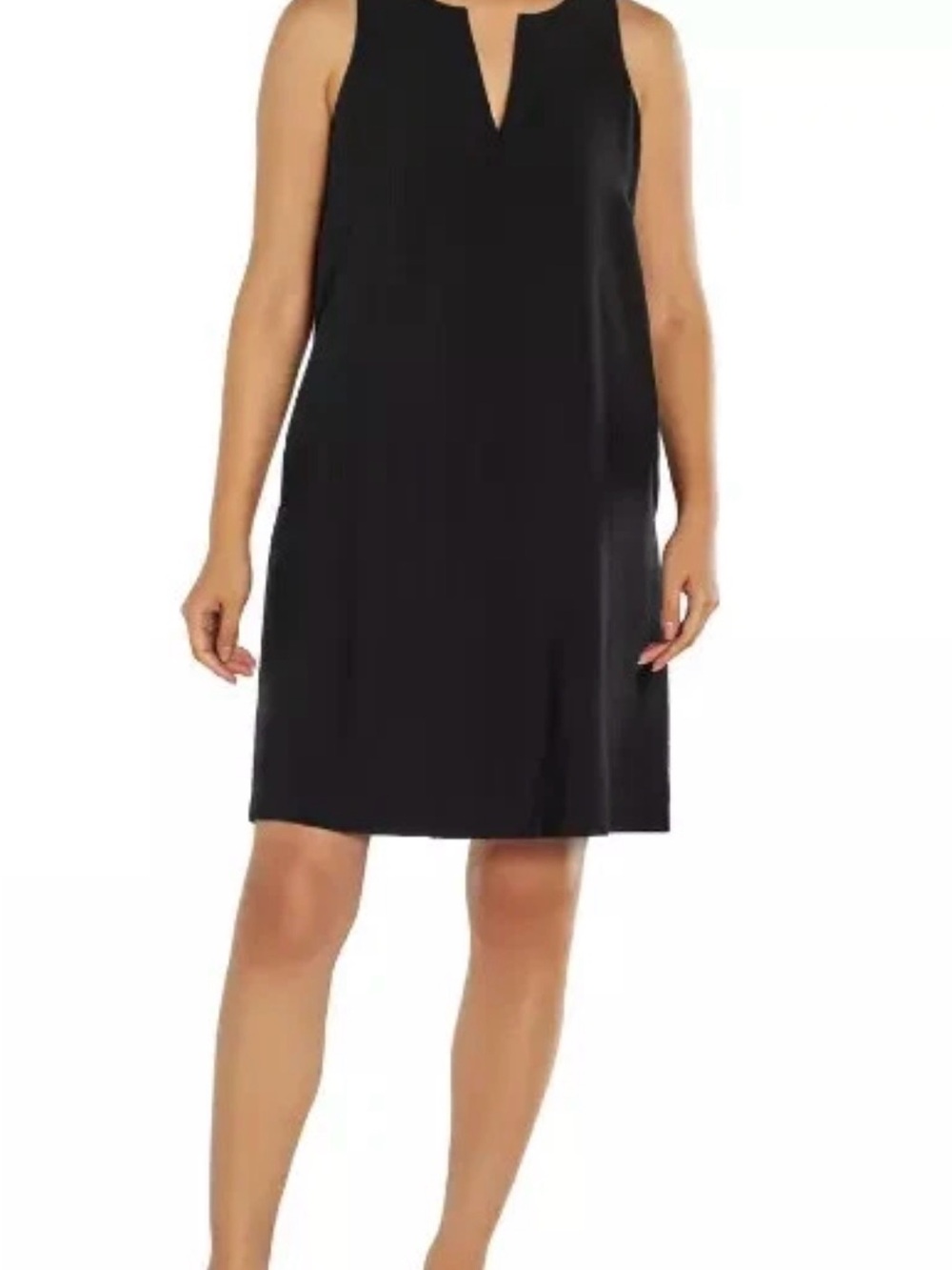 Banana Republic Black Sleeveless Shift Dress with Faux Leather Collar Trim Large